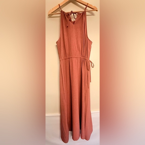 NWT Soma Size XL Everstretch Relaxed Travel Built In Bra Halter MIDI Coral Dress - Picture 3 of 12